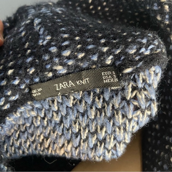 Zara Blue Knit Mock Neck Boxy Oversized Sweater - Picture 3 of 8